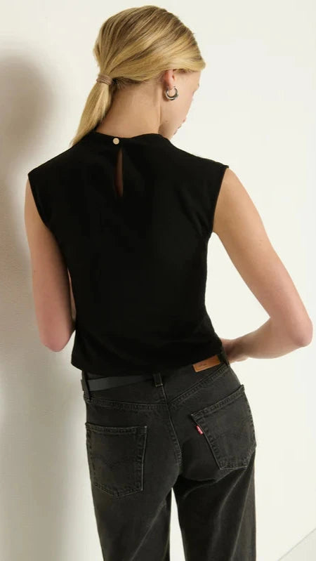 Nation LTD Lulu Sleeveless Mock Neck Top in Black