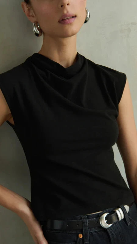 Nation LTD Lulu Sleeveless Mock Neck Top in Black