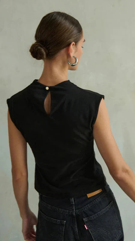 Nation LTD Lulu Sleeveless Mock Neck Top in Black