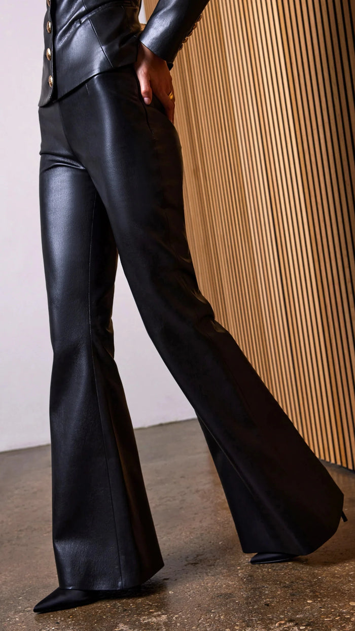 Generation Love Wesley Faux Leather Flared Pants in Black