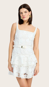 Generation Love Lisette 3D Lace Belted Mini Dress in White