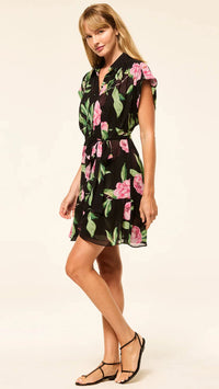 Misa Lora Mini Dress in Pink Peony