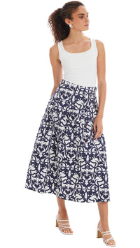 Allison New York Mabel Printed Skirt in Damask