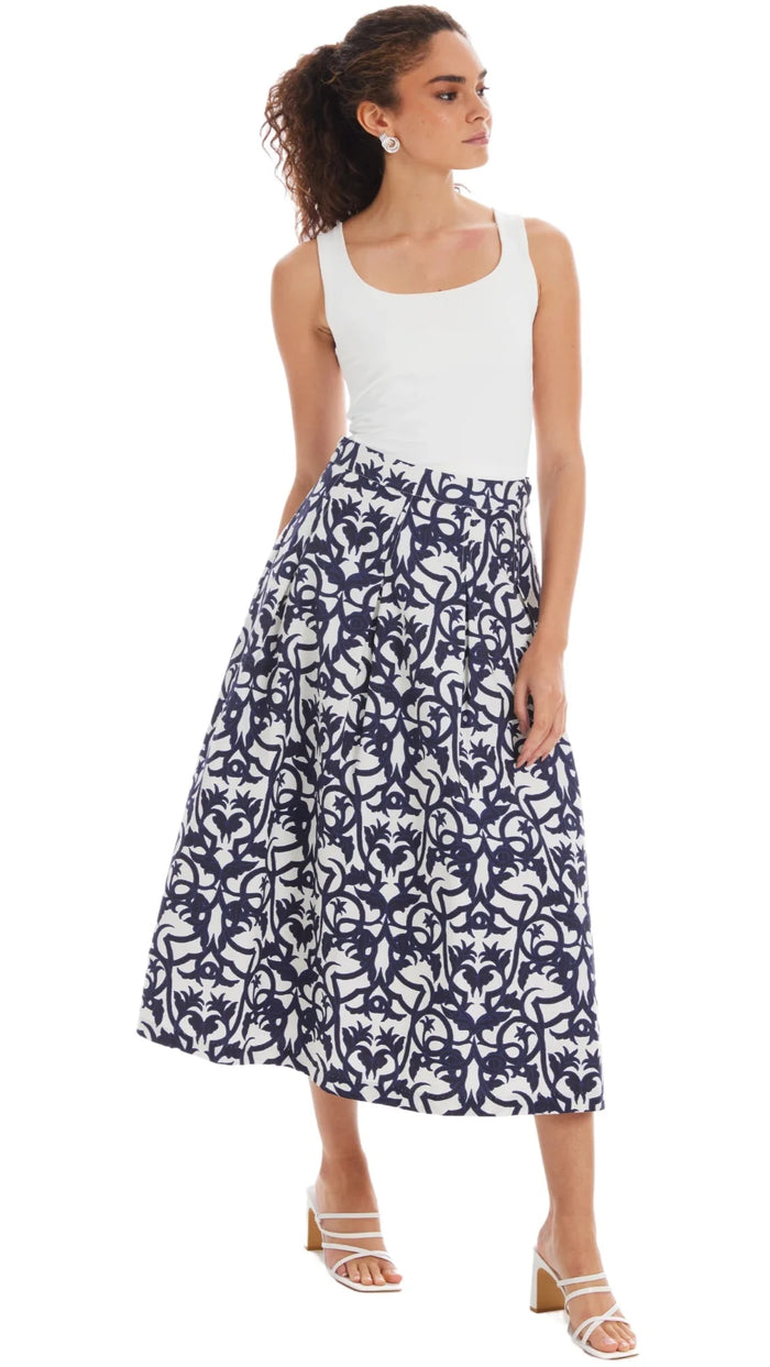 Allison New York Mabel Printed Skirt in Damask