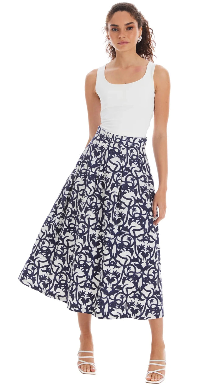 Allison New York Mabel Printed Skirt in Damask