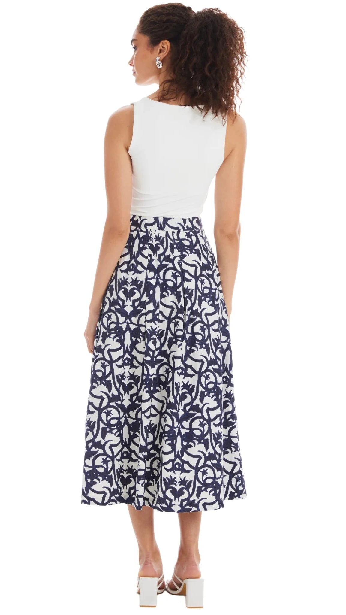 Allison New York Mabel Printed Skirt in Damask