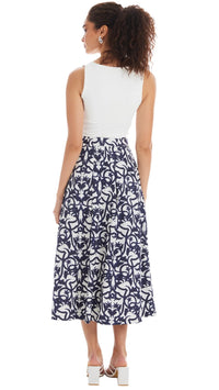 Allison New York Mabel Printed Skirt in Damask