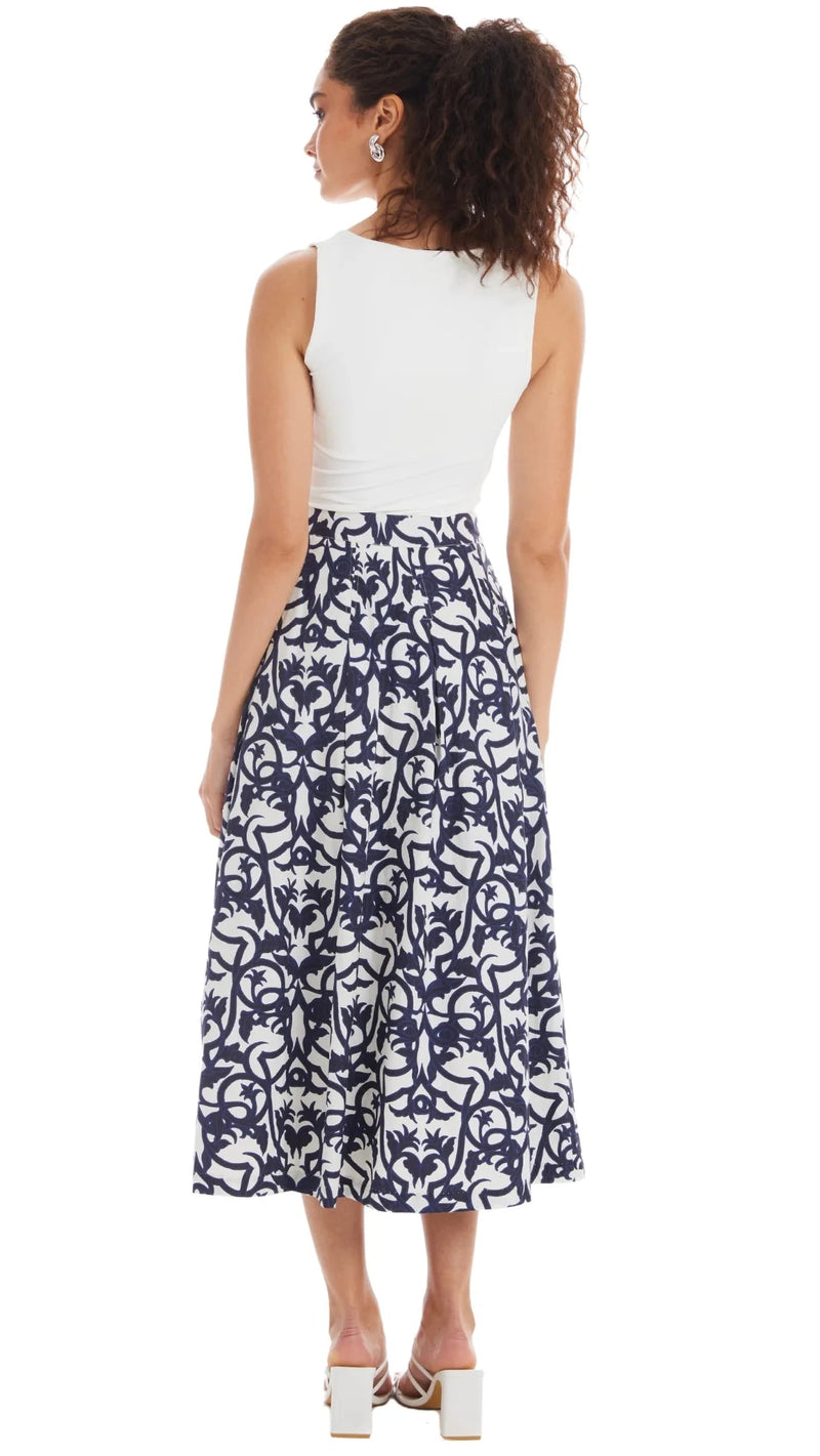 Allison New York Mabel Printed Skirt in Damask