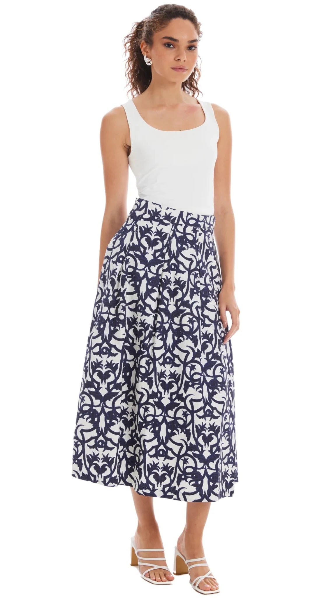 Allison New York Mabel Printed Skirt in Damask