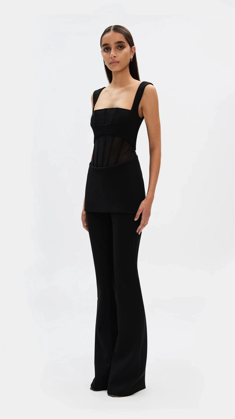 Misha The Ines Bonded Jumpsuit in Black