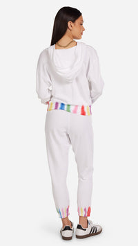 Michael Lauren Nate Crop Sweatpants in White Multi Tie Dye