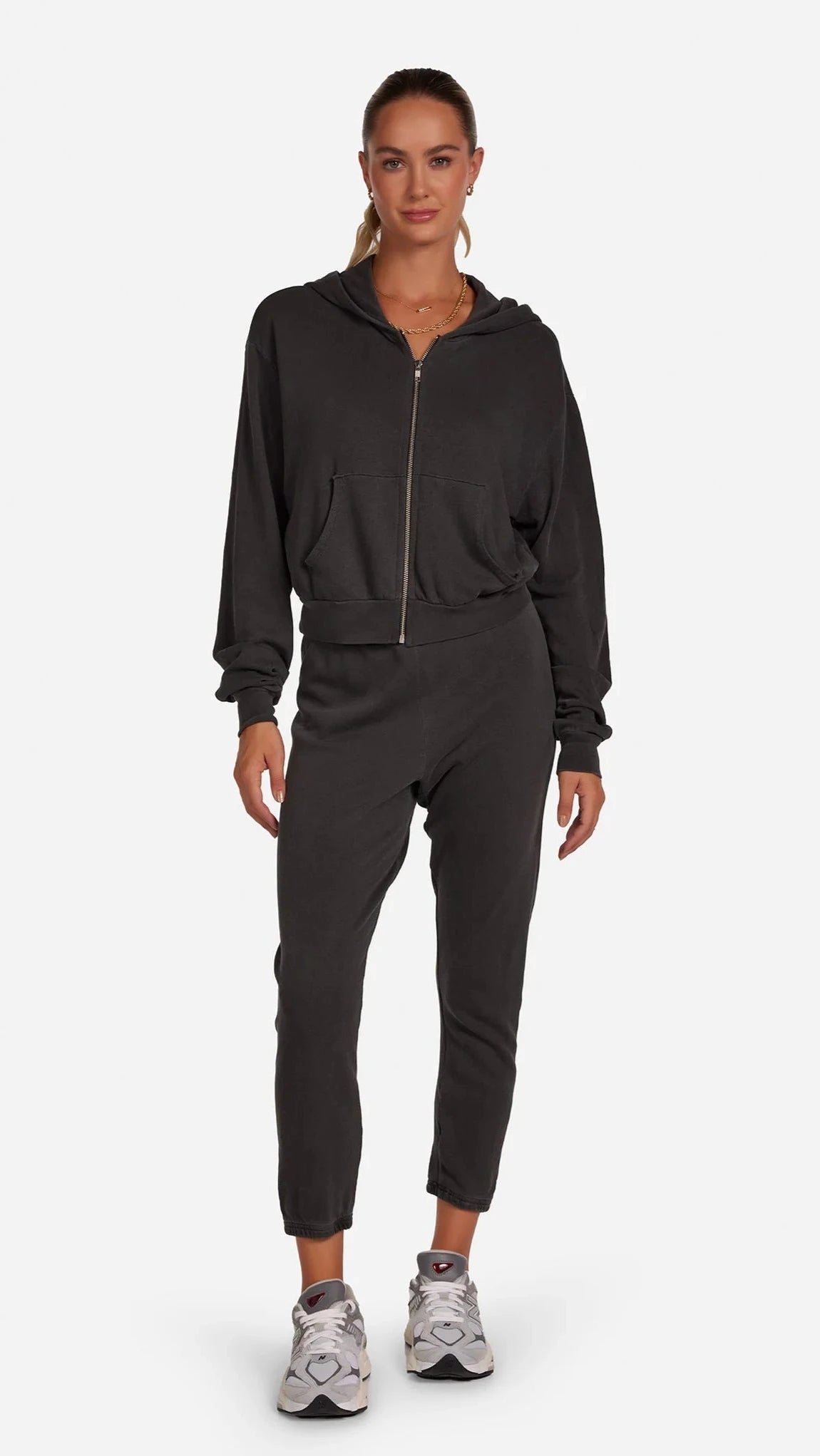 Michael Lauren Nate Perfect Cropped Sweatpants in Faded Onyx