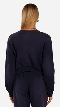 Michael Lauren Novak Snap Sweatshirt in Washed Navy