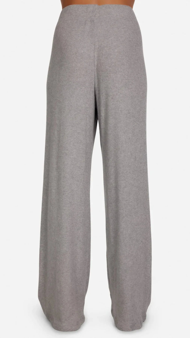 Michael Lauren Theoden Ribbed Wide Leg Pants in Heather Grey