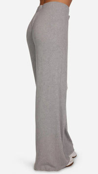 Michael Lauren Theoden Ribbed Wide Leg Pants in Heather Grey
