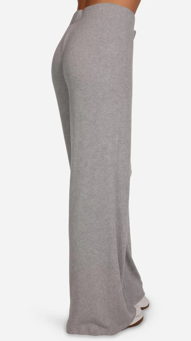 Michael Lauren Theoden Ribbed Wide Leg Pants in Heather Grey