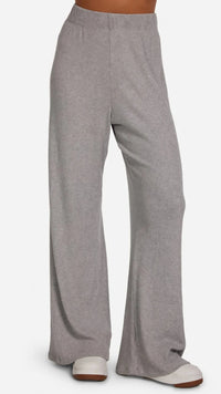 Michael Lauren Theoden Ribbed Wide Leg Pants in Heather Grey