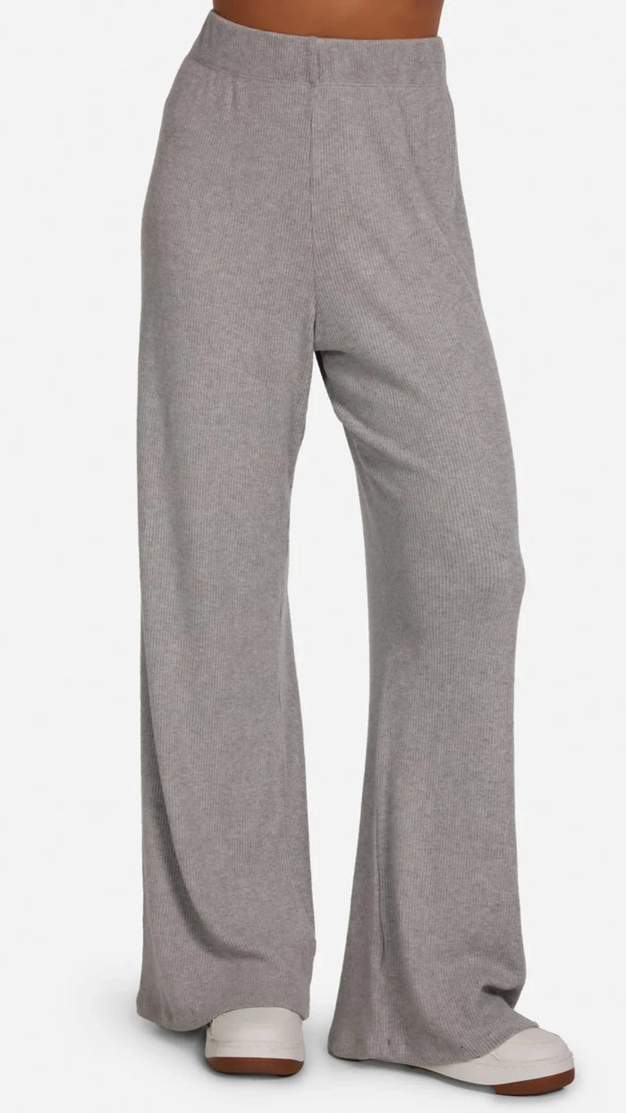 Michael Lauren Theoden Ribbed Wide Leg Pants in Heather Grey