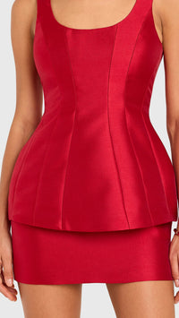 Amanda Uprichard Empire Mini Dress in Scarlet