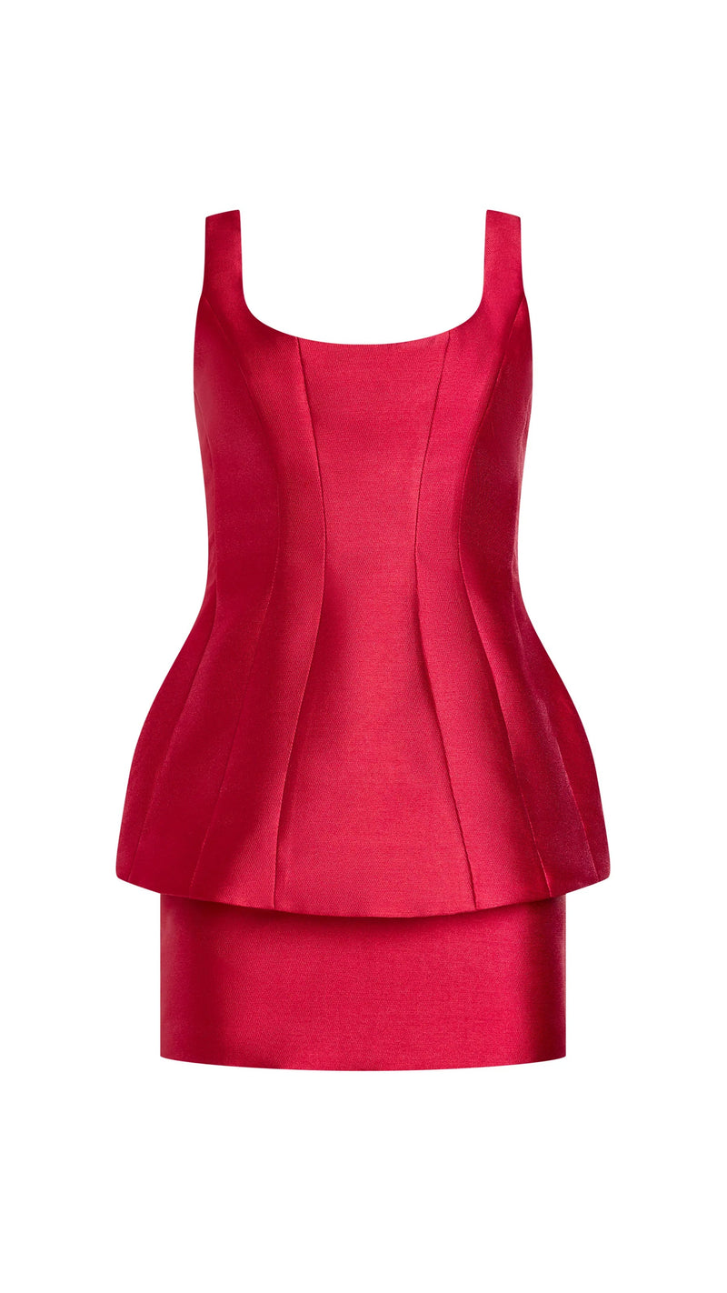 Amanda Uprichard Empire Mini Dress in Scarlet