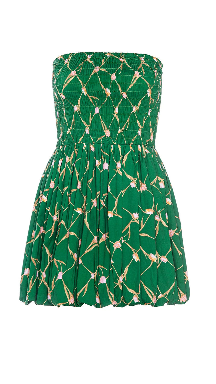 Misa Sadie Strapless Bubble Mini Dress in Tulip Lattice Cotton