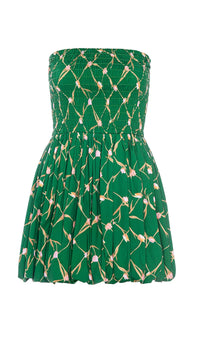Misa Sadie Strapless Bubble Mini Dress in Tulip Lattice Cotton