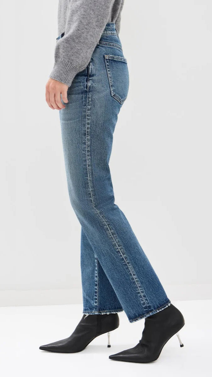 Moussy MV Florahome Slim Straight Mid Rise Jeans in Blue