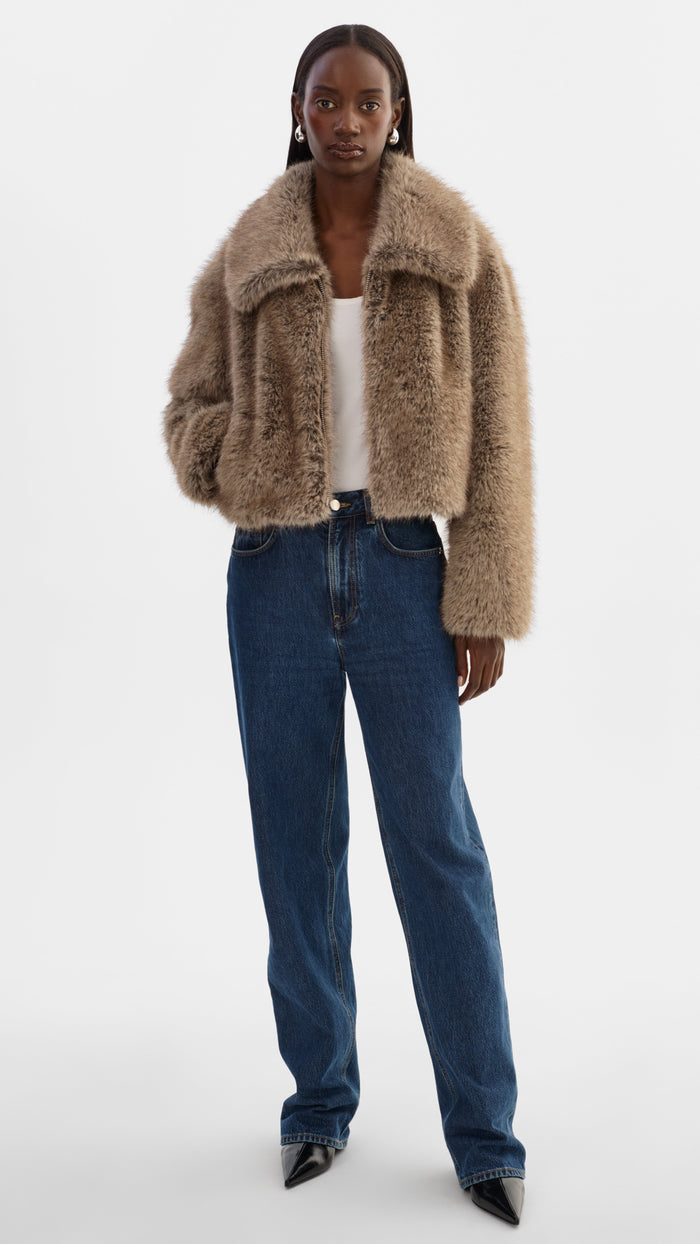 Lamarque Nova Faux Fur Jacket in Wolf