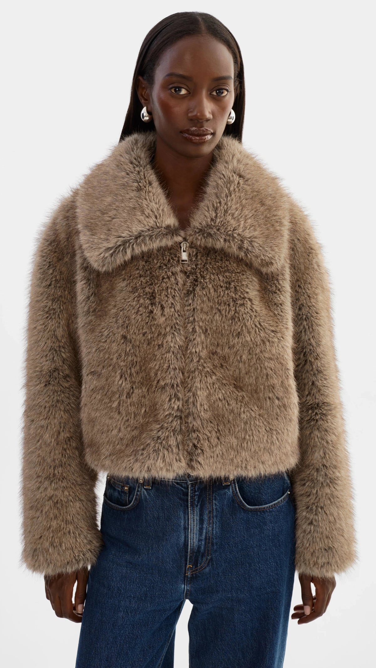 Lamarque Nova Faux Fur Jacket in Wolf