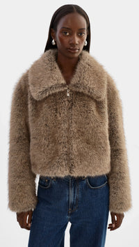 Lamarque Nova Faux Fur Jacket in Wolf