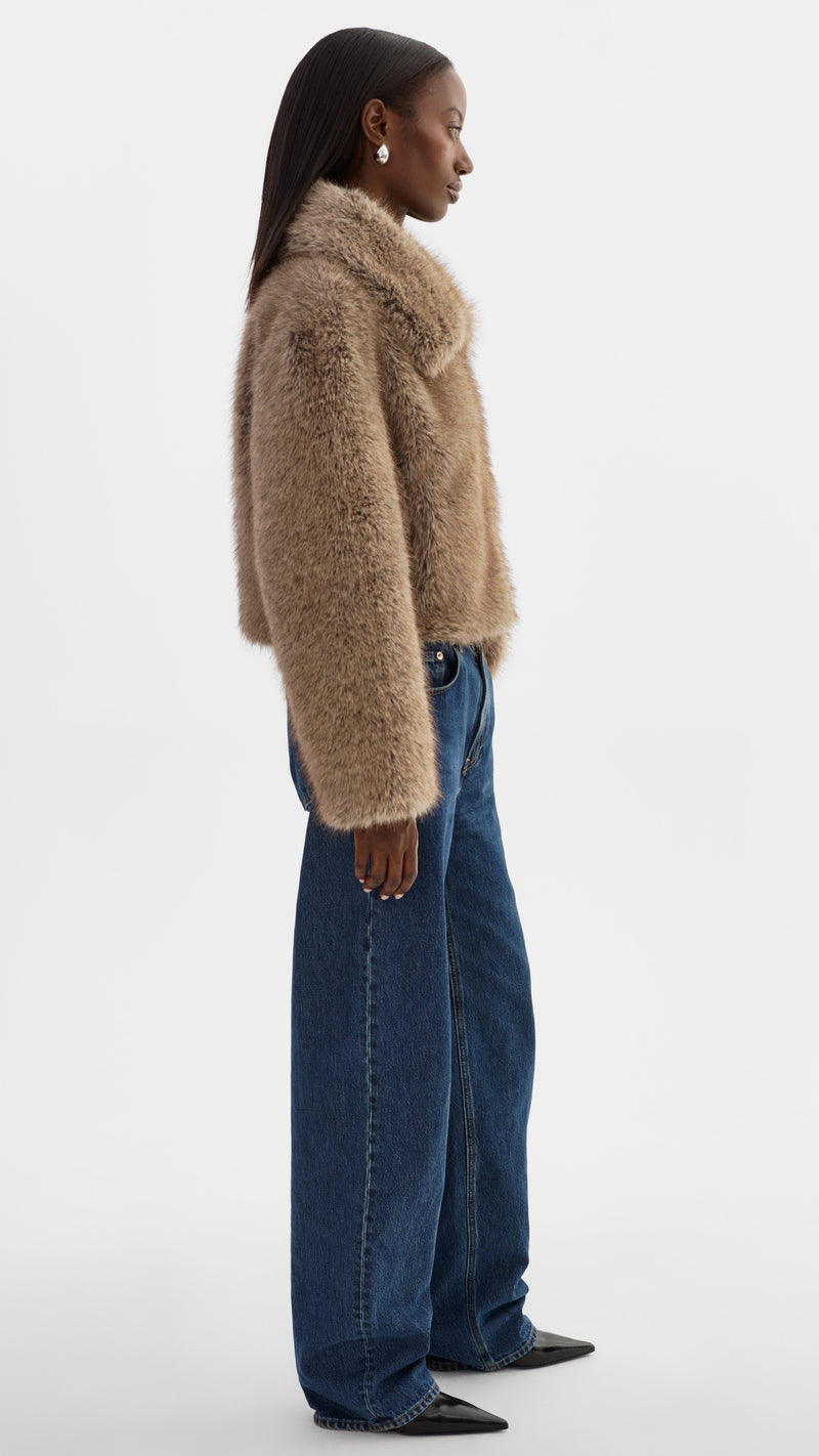 Lamarque Nova Faux Fur Jacket in Wolf