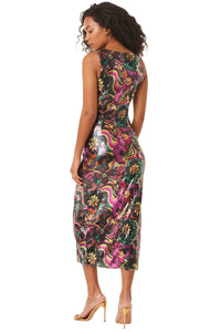 Misa Nakia Sleeveless Sequin Midi Dress in Flora Groove Print