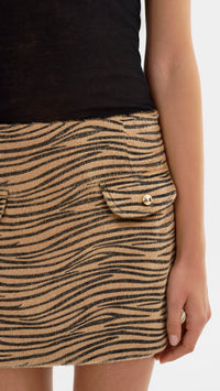 Lamarque Olexa Faux Hair Mini Skirt in Tiger Print