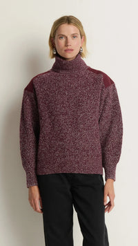 Nation LTD Pepper Patched Sweater in Heather Port