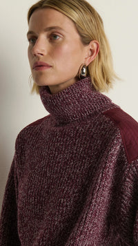Nation LTD Pepper Patched Sweater in Heather Port