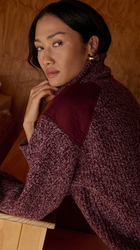 Nation LTD Pepper Patched Sweater in Heather Port