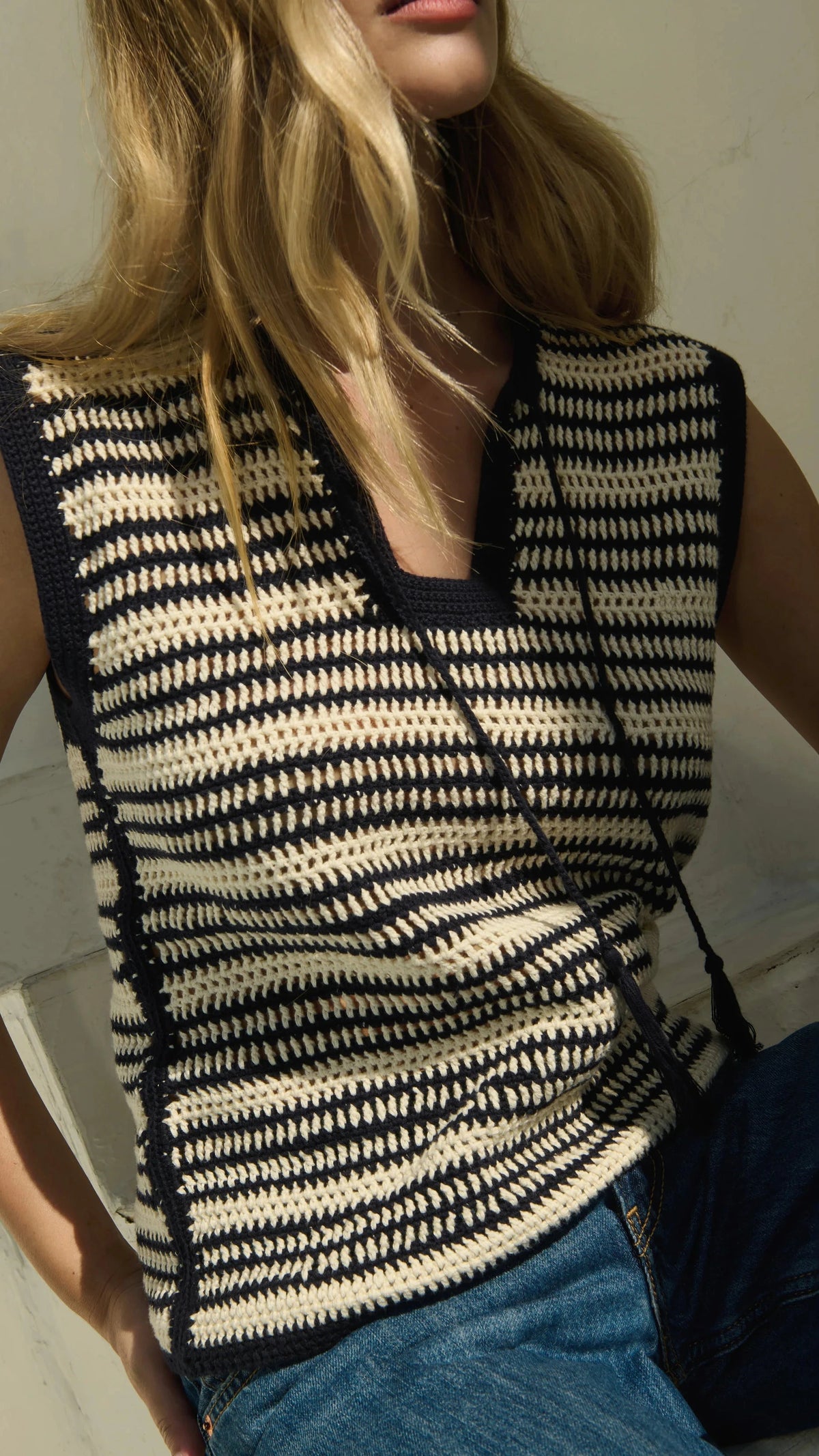 Nation LTD Priscilla Crochet Tank in Seascape Stripe