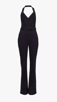 Paige Denim Manhattan Halter Jumpsuit in Black Shadow