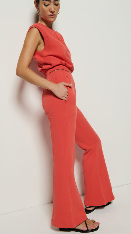 Nation LTD Reece Flare Sweatpants in Coral Kiss