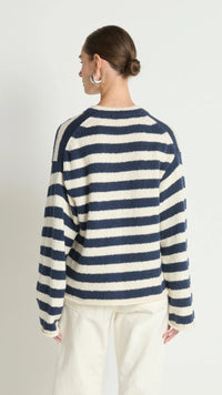 Nation LTD Renata Popover Sweater in Marine Stripe