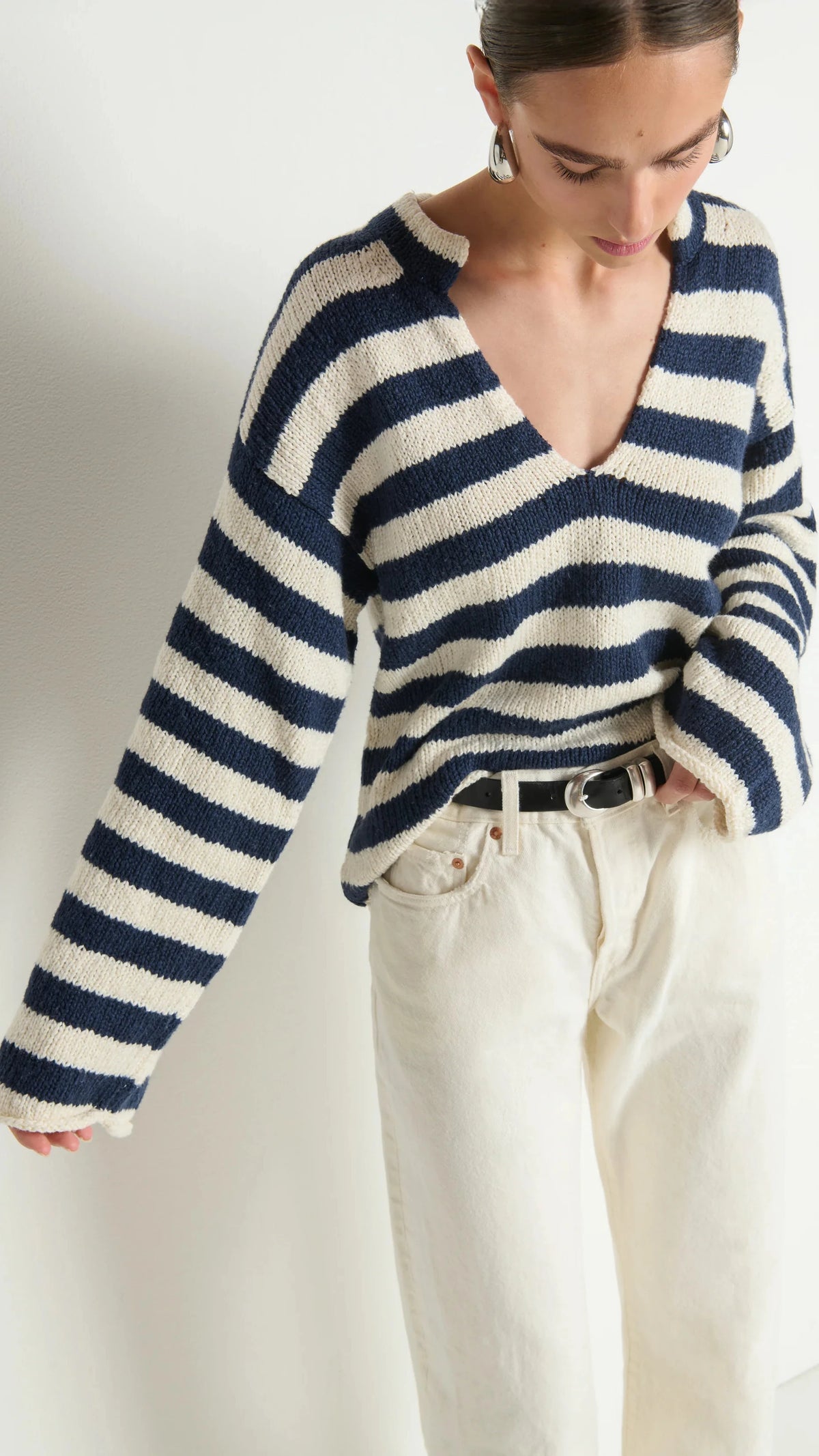 Nation LTD Renata Popover Sweater in Marine Stripe