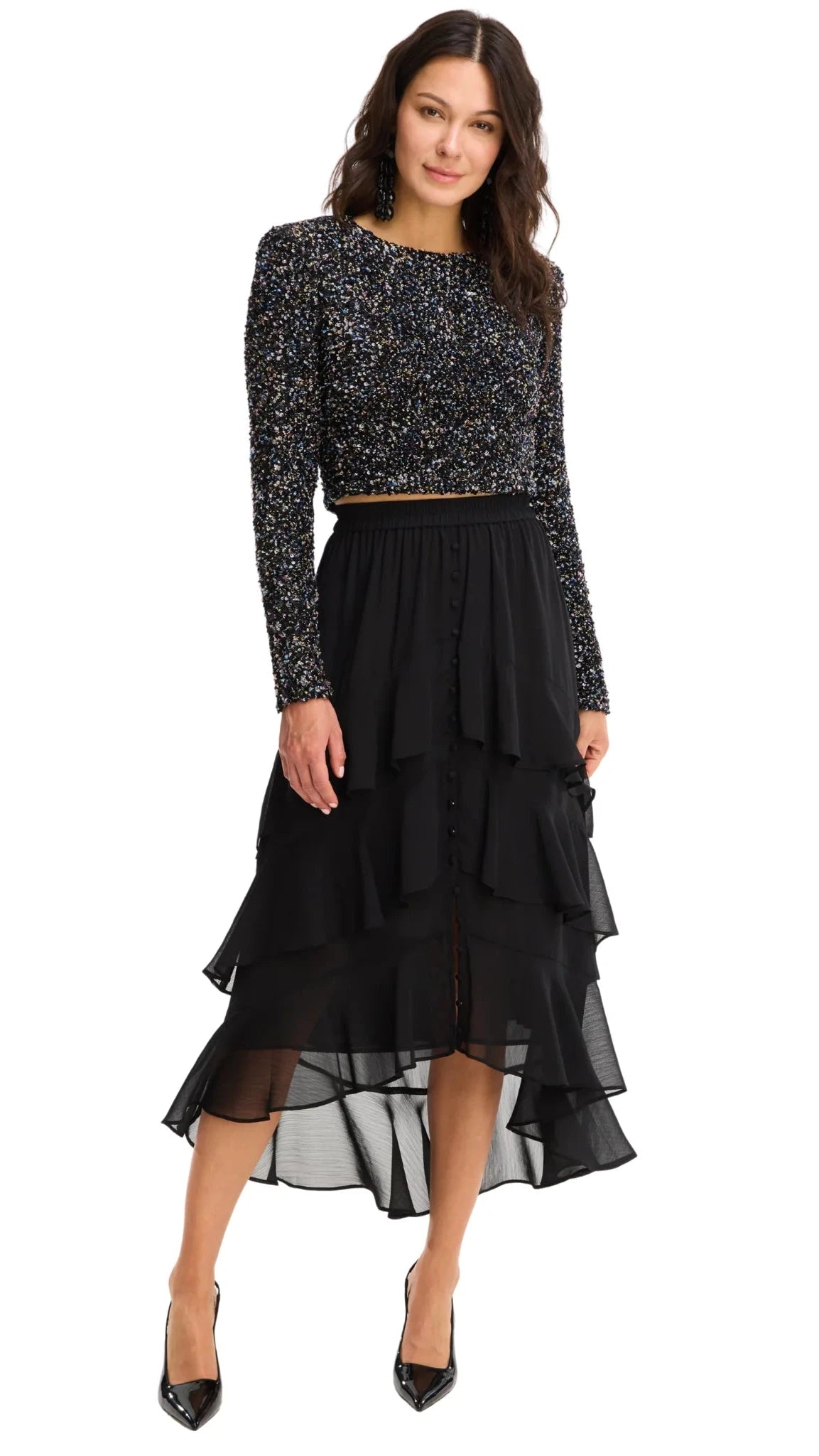 Allison New York Ella Midi Skirt in Black