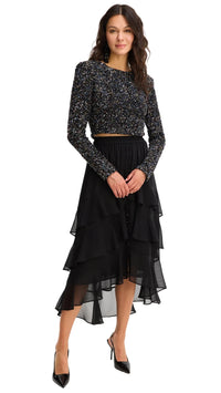 Allison New York Ella Midi Skirt in Black