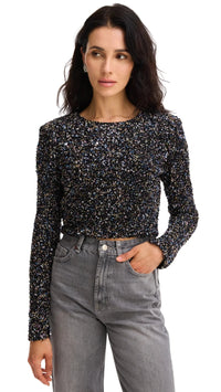 Allison New York Rory Sequin Top in Black Multi