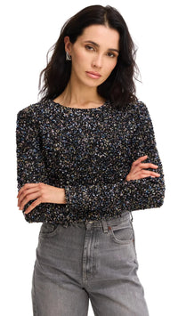 Allison New York Rory Sequin Top in Black Multi