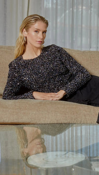 Allison New York Rory Sequin Top in Black Multi