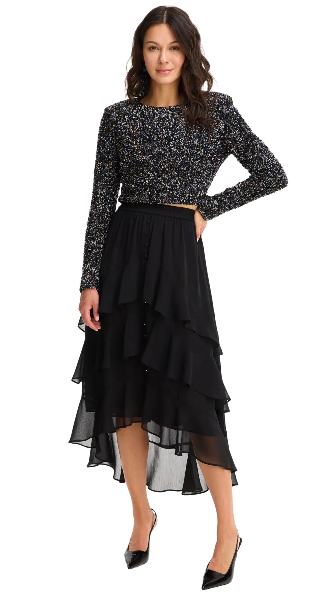 Allison New York Ella Midi Skirt in Black