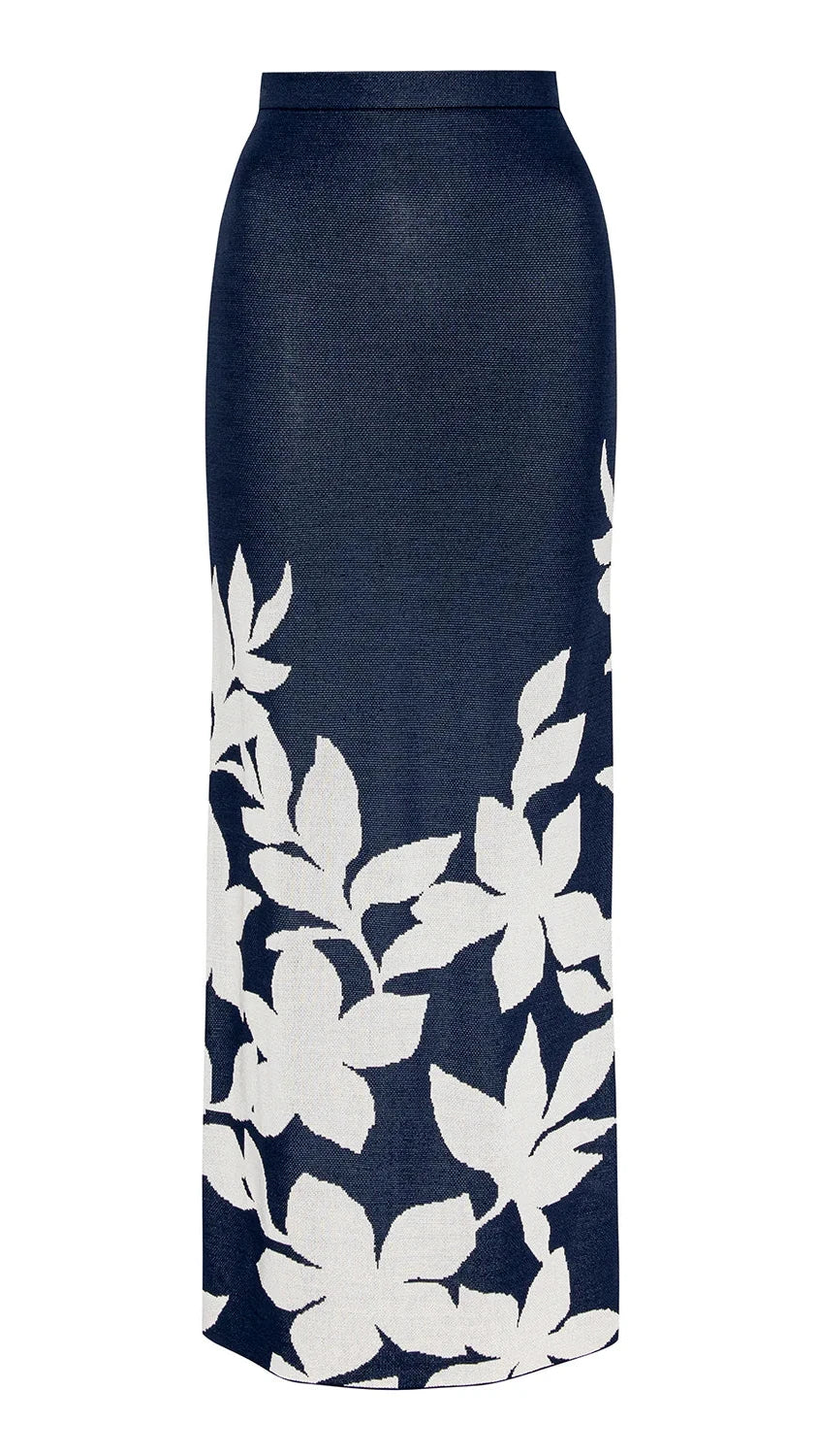 Misa Shae Knit Midi Skirt in Navy Flora