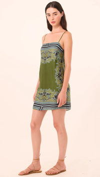 Misa Maxine Shirt Mini Dress in Moss Scarf