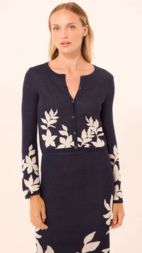 Misa Nanea Knit Cardigan Navy Flora